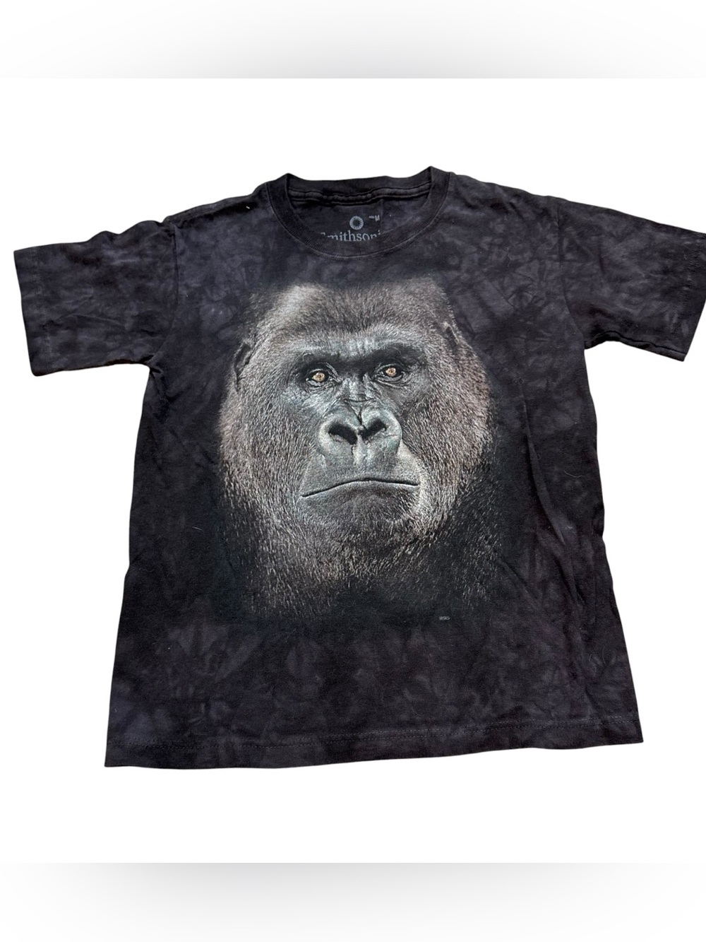 Youth Smithsonian Brand Black Tie‎ Dyed Gorilla Face T-Shirt Size Medium